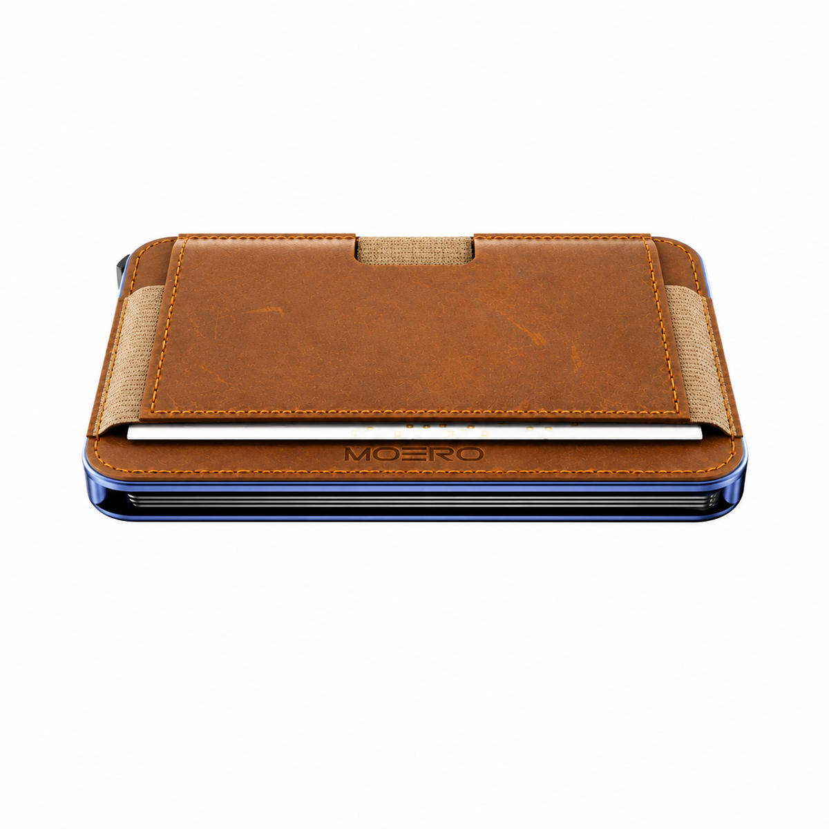 Moero M2 Pro Crazy Horse Nocciola MagSafe Wallet  – Portafoglio RFID in Alluminio e Vera Pelle