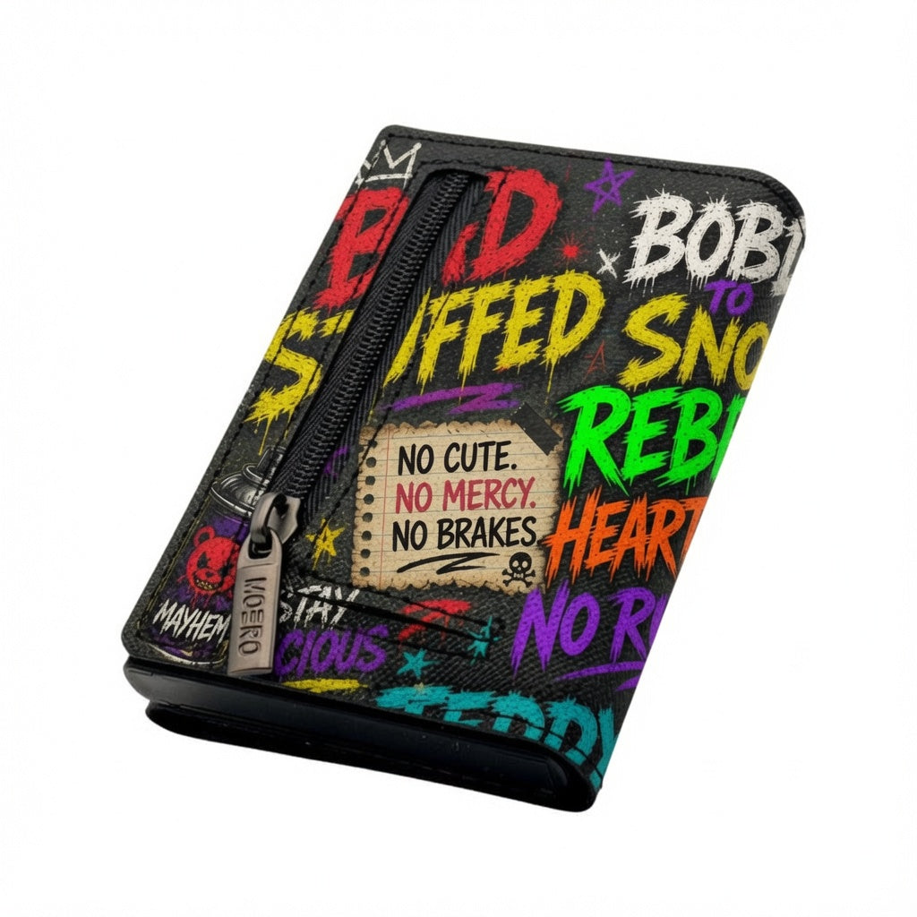 Moero Pro - Teddy Bad Stuffed - Limited Edition – Portafoglio RFID in Vera Pelle Saffiano con Chiusura Magnetica e Portamonete Zip