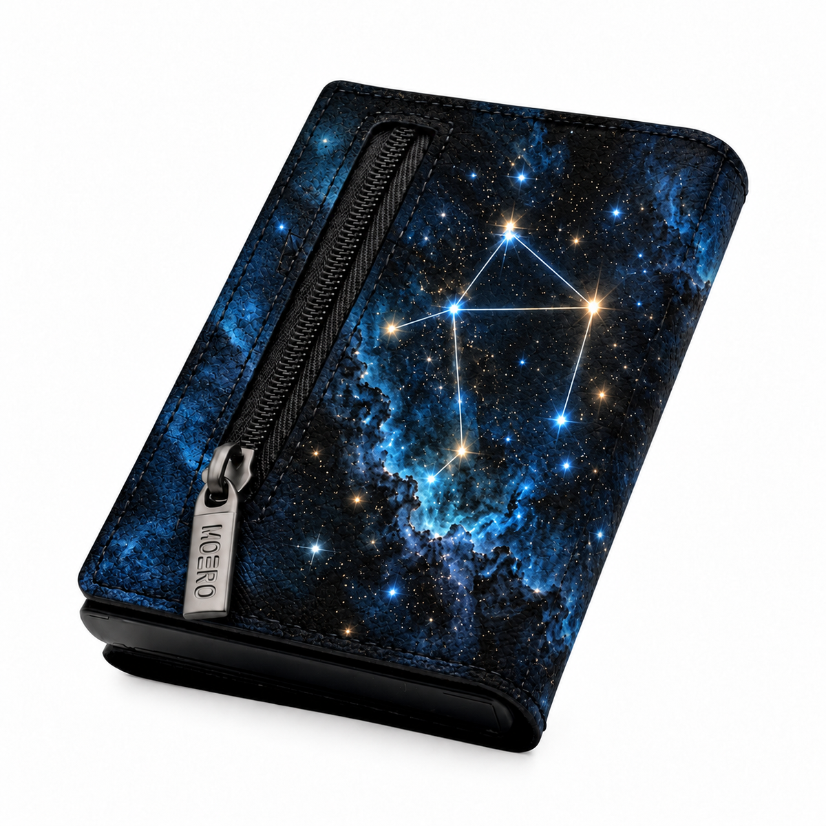 Moero Pro – Bilancia – Zodiac Limited Edition – Portafoglio RFID in Vera Pelle Saffiano con Chiusura Magnetica e Portamonete Zip