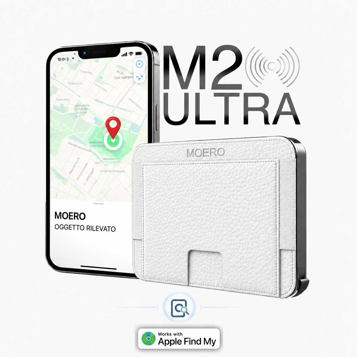 Moero M2 ULTRA Bottalato MagSafe Wallet con Apple Find My Integrato – Portafoglio RFID in Alluminio e Vera Pelle