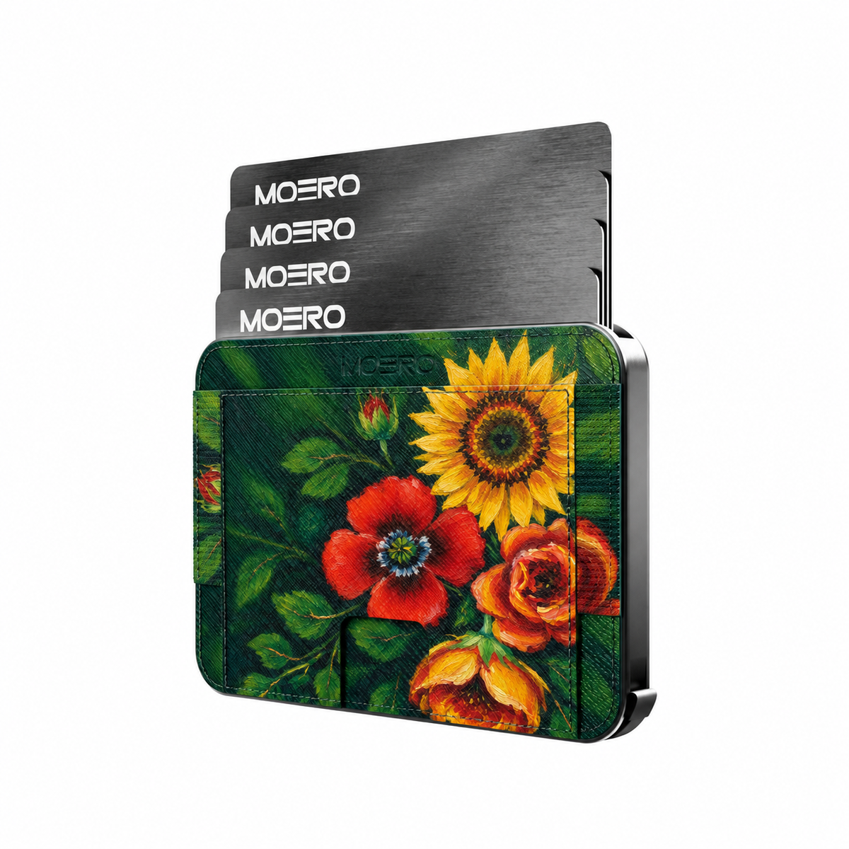 Moero M2 Pro - Bouquet del sole - Floral Limited Edition - MagSafe Wallet  – Portafoglio RFID in Alluminio e Vera Pelle Saffiano Antigraffio