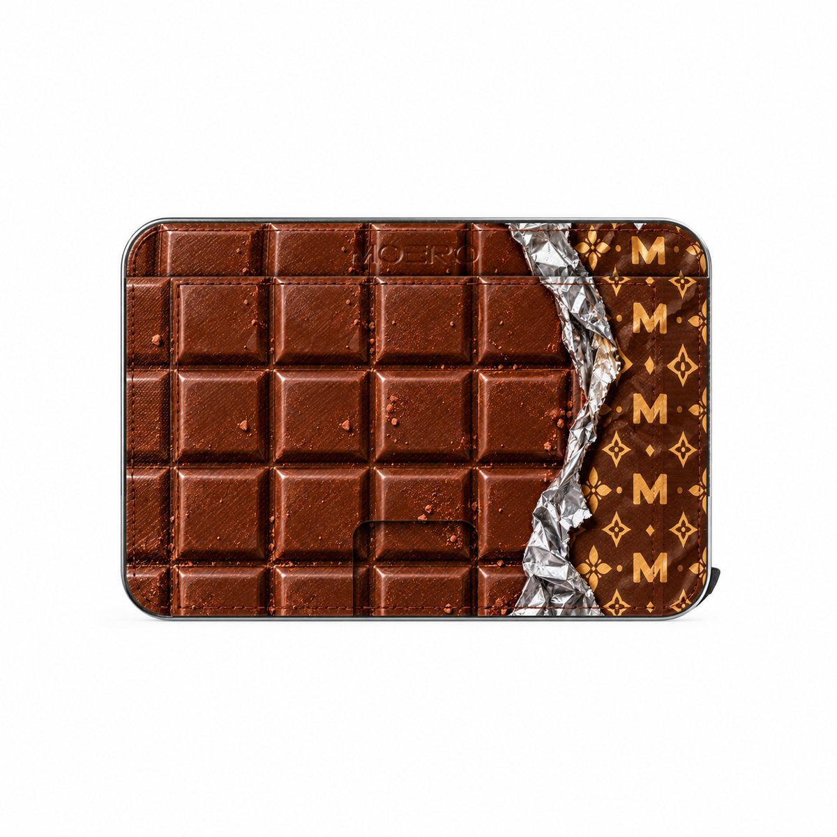 Moero M2 Pro - Choco Monogram - Limited Edition - MagSafe Wallet  – Portafoglio RFID in Alluminio e Vera Pelle Saffiano Antigraffio