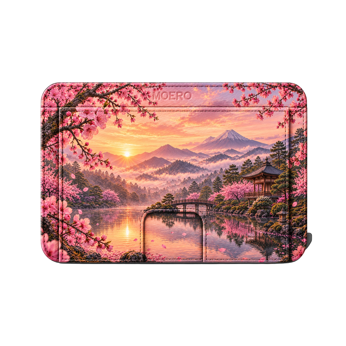 Moero M2 Pro - Monte Fuji - Japanese art Limited Edition - MagSafe Wallet  – Portafoglio RFID in Alluminio e Vera Pelle Saffiano Antigraffio