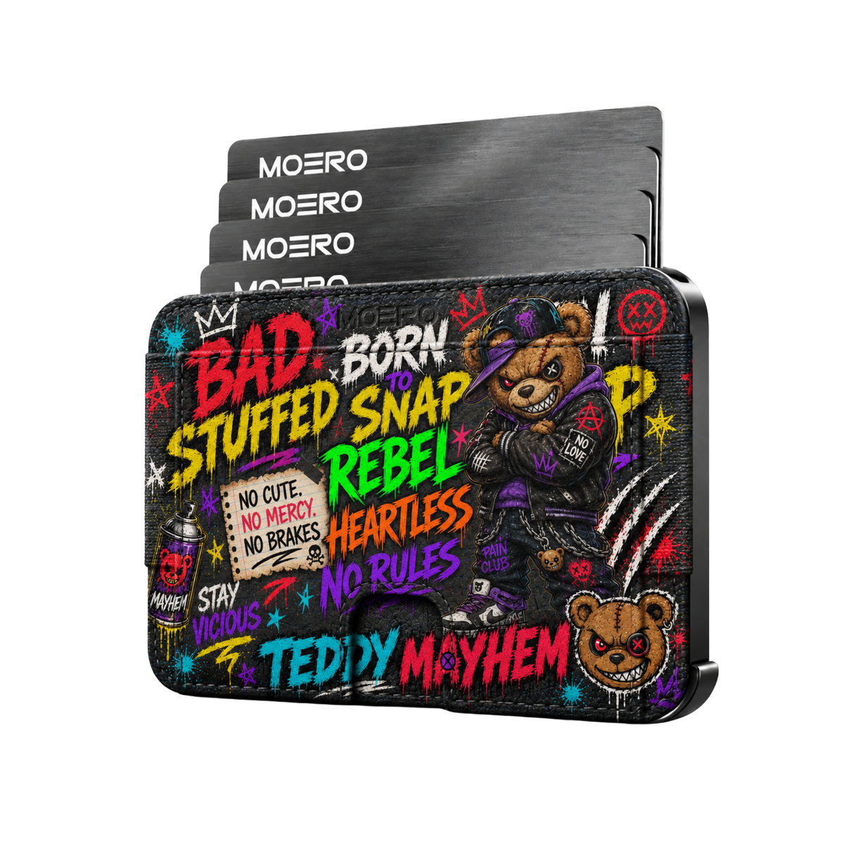 Moero M2 Pro - Bad Stuffed - Limited Edition - MagSafe Wallet  – Portafoglio RFID in Alluminio e Vera Pelle Saffiano Antigraffio