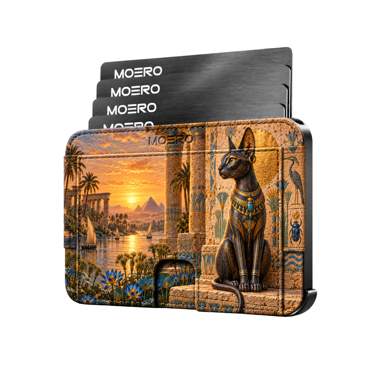 Moero M2 Pro - Gatto - Limited Edition - MagSafe Wallet  – Portafoglio RFID in Alluminio e Vera Pelle Saffiano Antigraffio