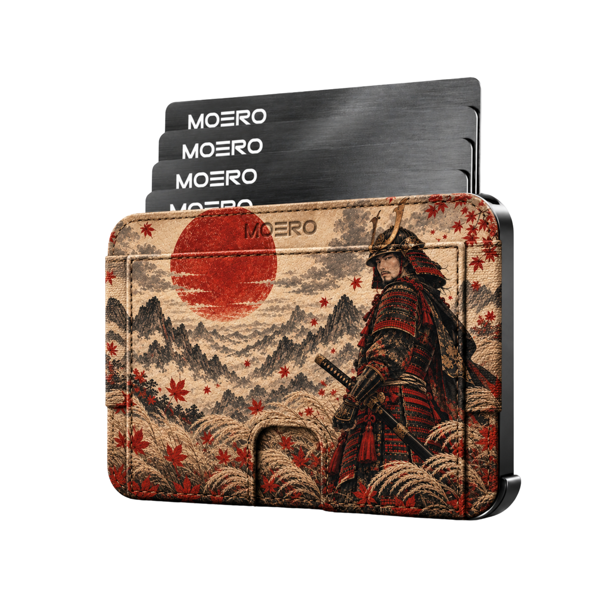 Moero M2 Pro - Samurai - Japanese art Limited Edition - MagSafe Wallet  – Portafoglio RFID in Alluminio e Vera Pelle Saffiano Antigraffio