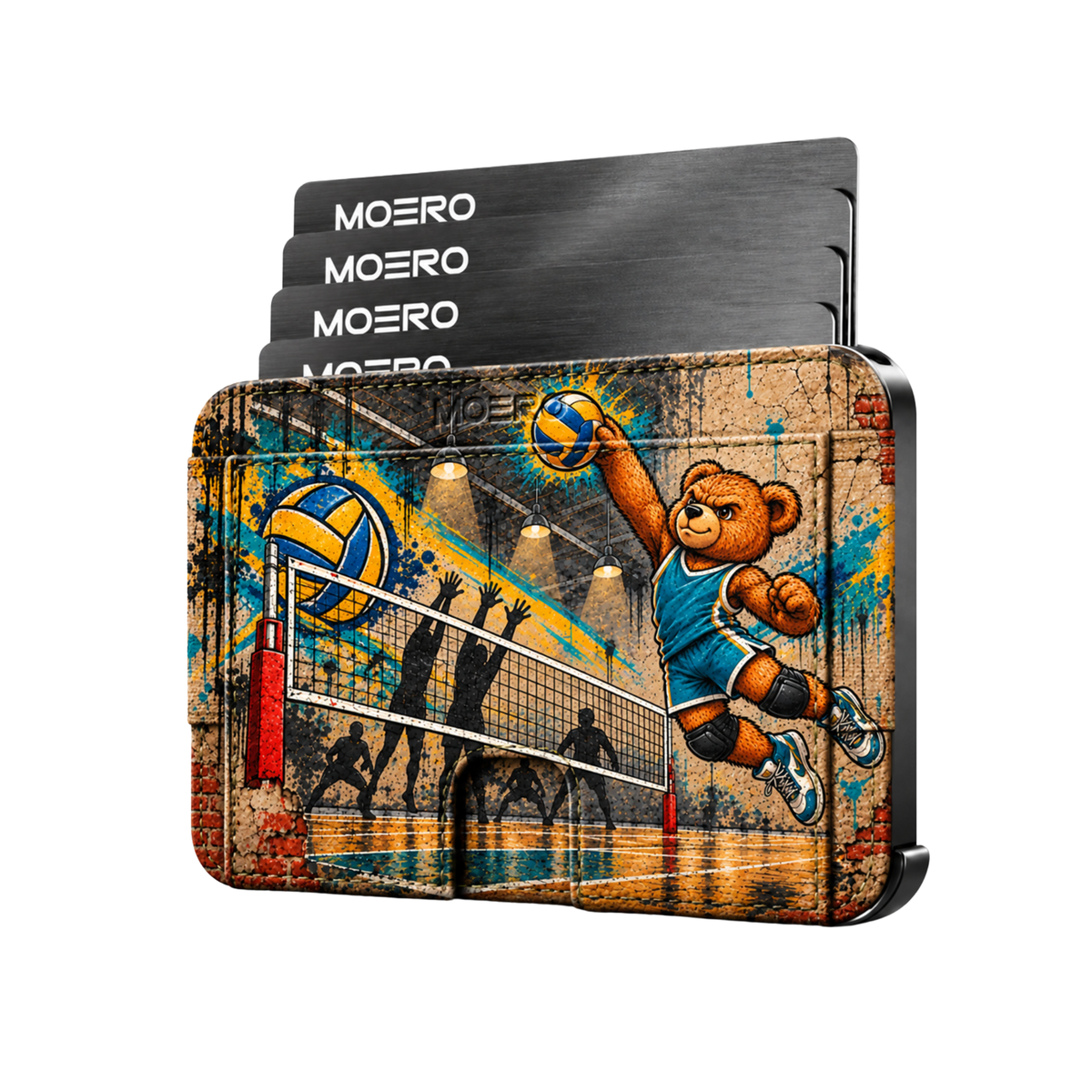 Moero M2 Pro - Teddy Volley - Sport Limited Edition - MagSafe Wallet  – Portafoglio RFID in Alluminio e Vera Pelle Saffiano Antigraffio