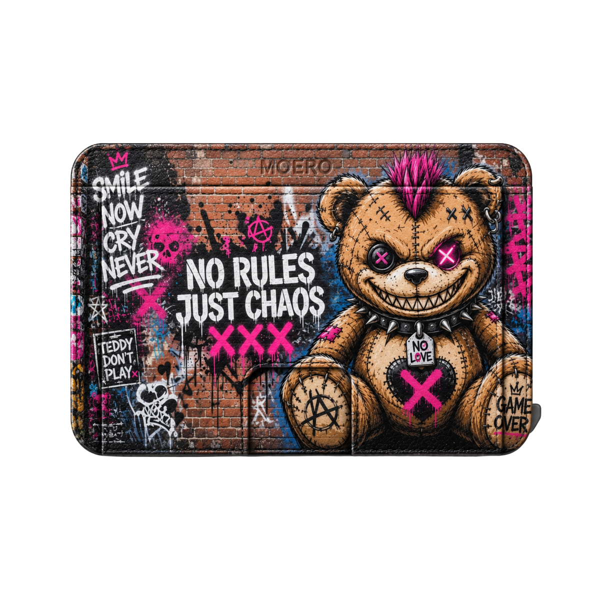 Moero M2 Pro - Teddy Smile Now- Limited Edition - MagSafe Wallet  – Portafoglio RFID in Alluminio e Vera Pelle Saffiano Antigraffio