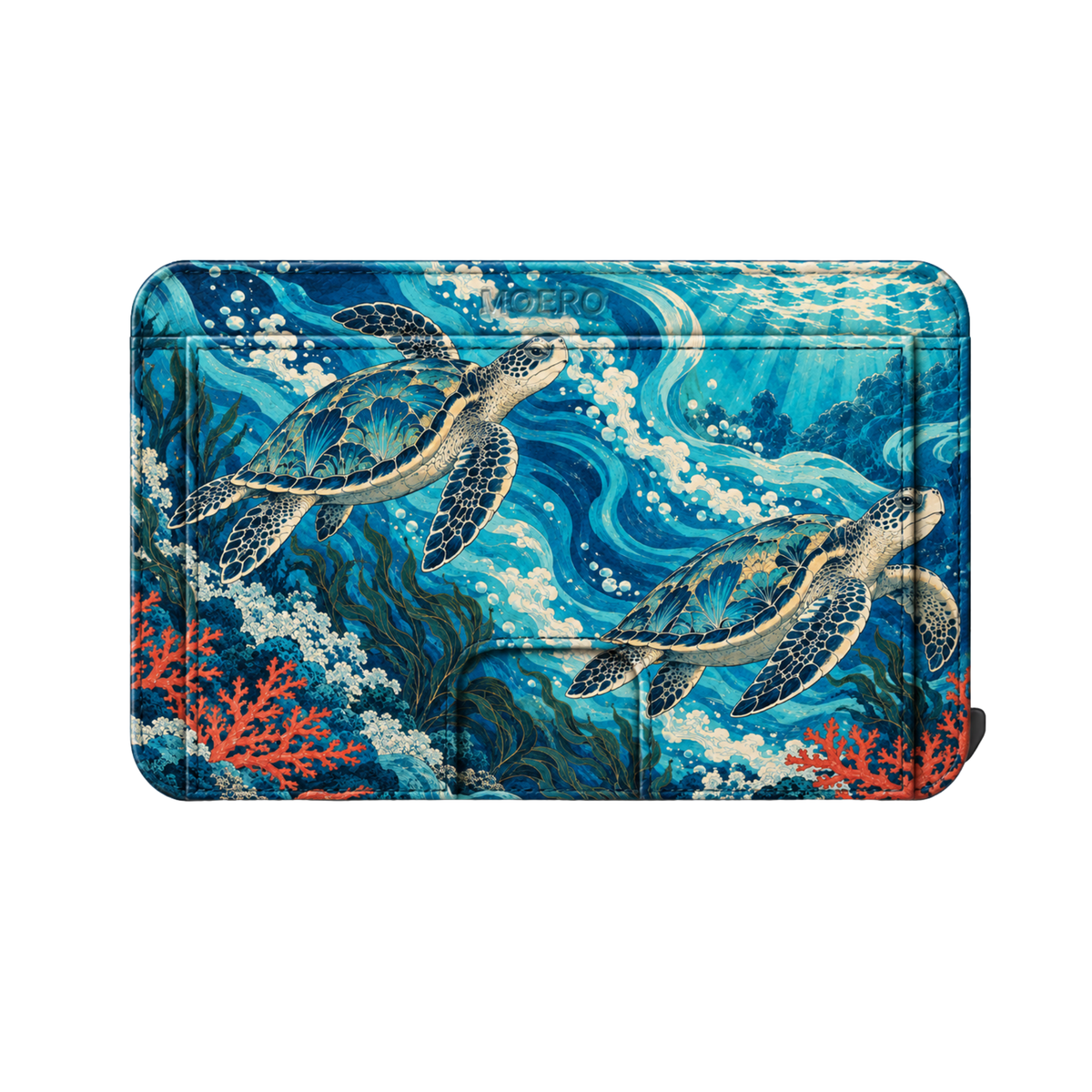 Moero M2 Pro - Abbraccio dell'oceano - Japanese art Limited Edition - MagSafe Wallet  – Portafoglio RFID in Alluminio e Vera Pelle Saffiano Antigraffio