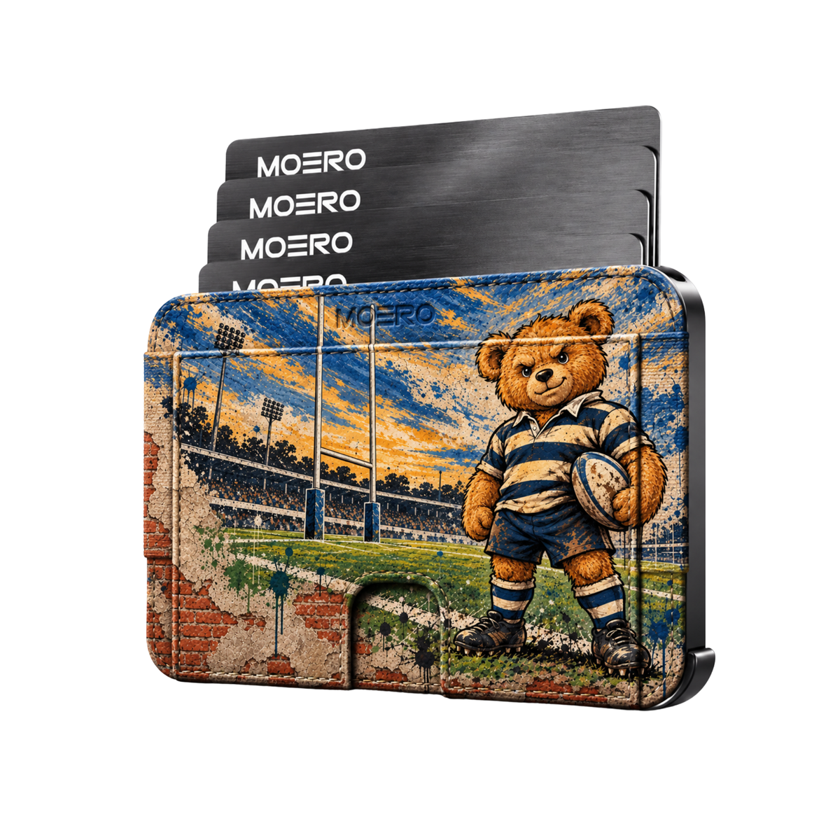 Moero M2 Pro - Teddy Rugby - Sport Limited Edition - MagSafe Wallet  – Portafoglio RFID in Alluminio e Vera Pelle Saffiano Antigraffio