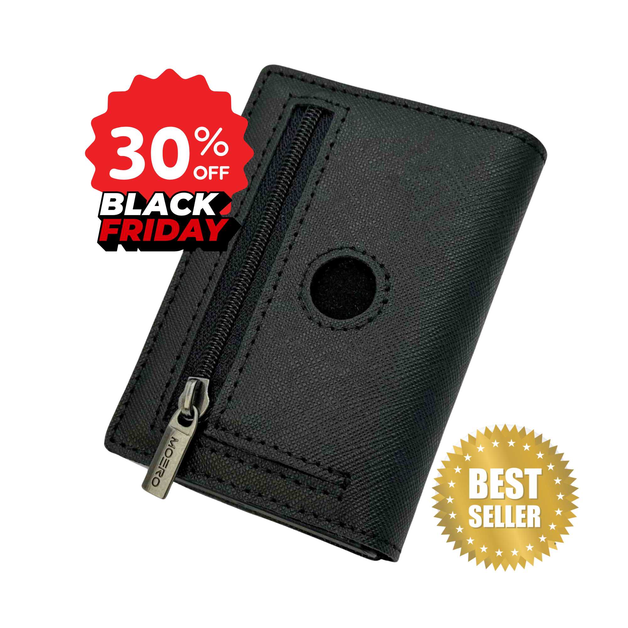 Airtag PRO Saffiano Black Zip