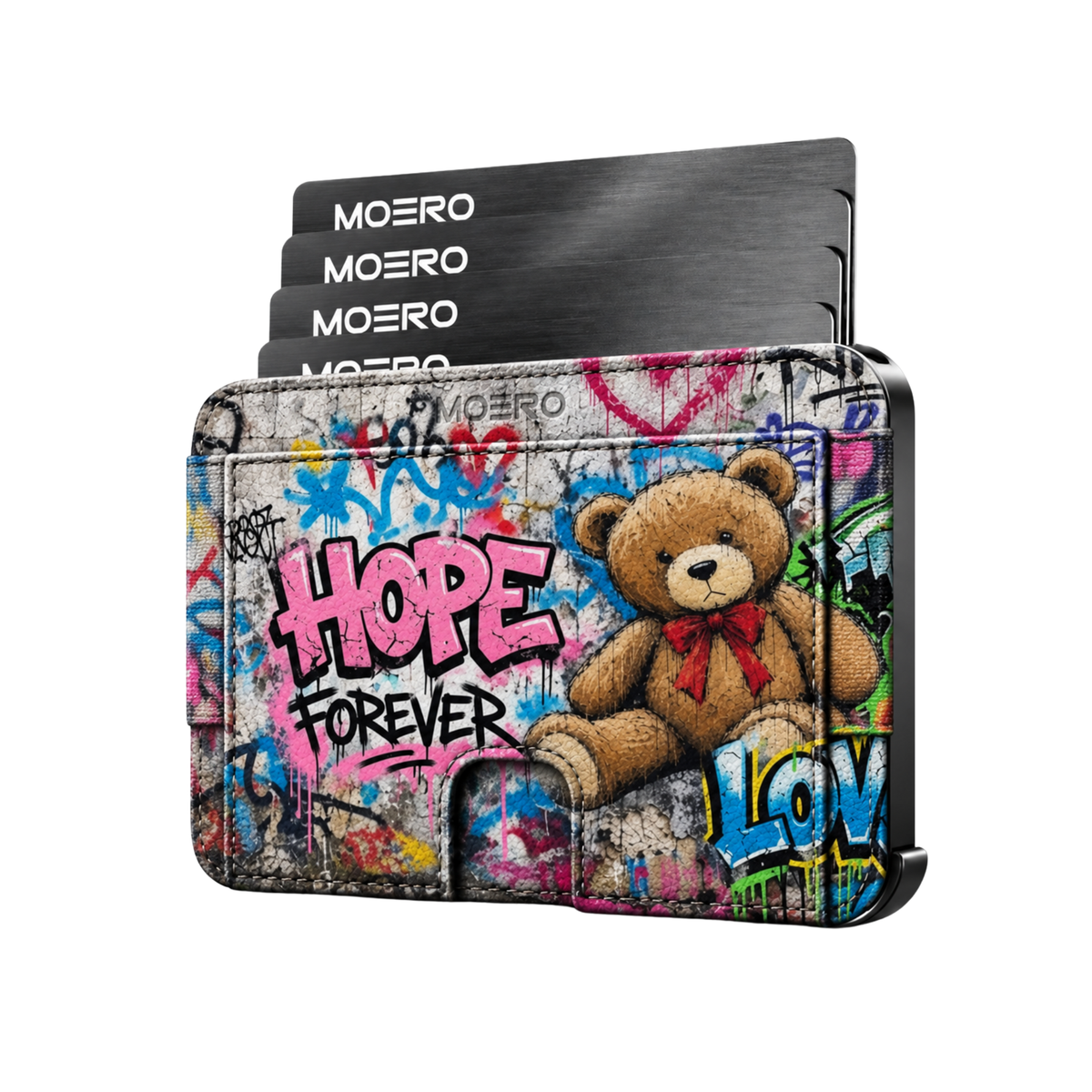 Moero M2 Pro - Teddy Hope - Limited Edition - MagSafe Wallet  – Portafoglio RFID in Alluminio e Vera Pelle Saffiano Antigraffio