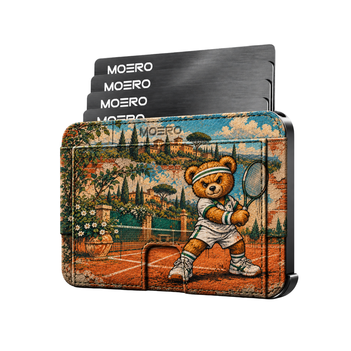 Moero M2 Pro - Teddy Tennis - Sport Limited Edition - MagSafe Wallet  – Portafoglio RFID in Alluminio e Vera Pelle Saffiano Antigraffio