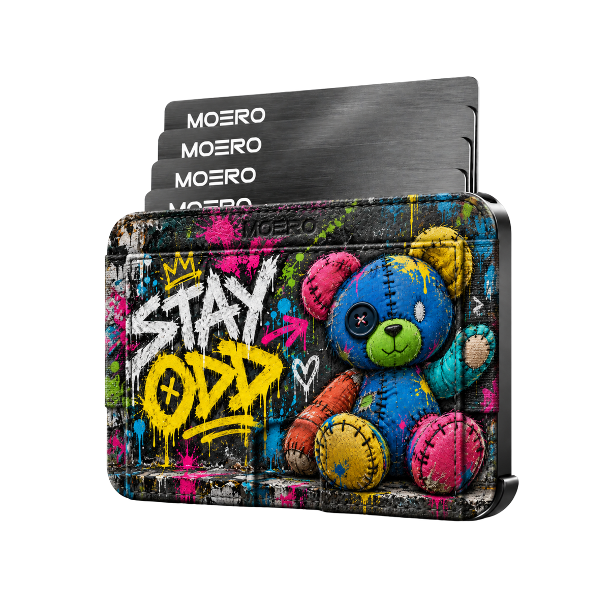 Moero M2 Pro - Taddy Stay Odd - Limited Edition - MagSafe Wallet  – Portafoglio RFID in Alluminio e Vera Pelle Saffiano Antigraffio