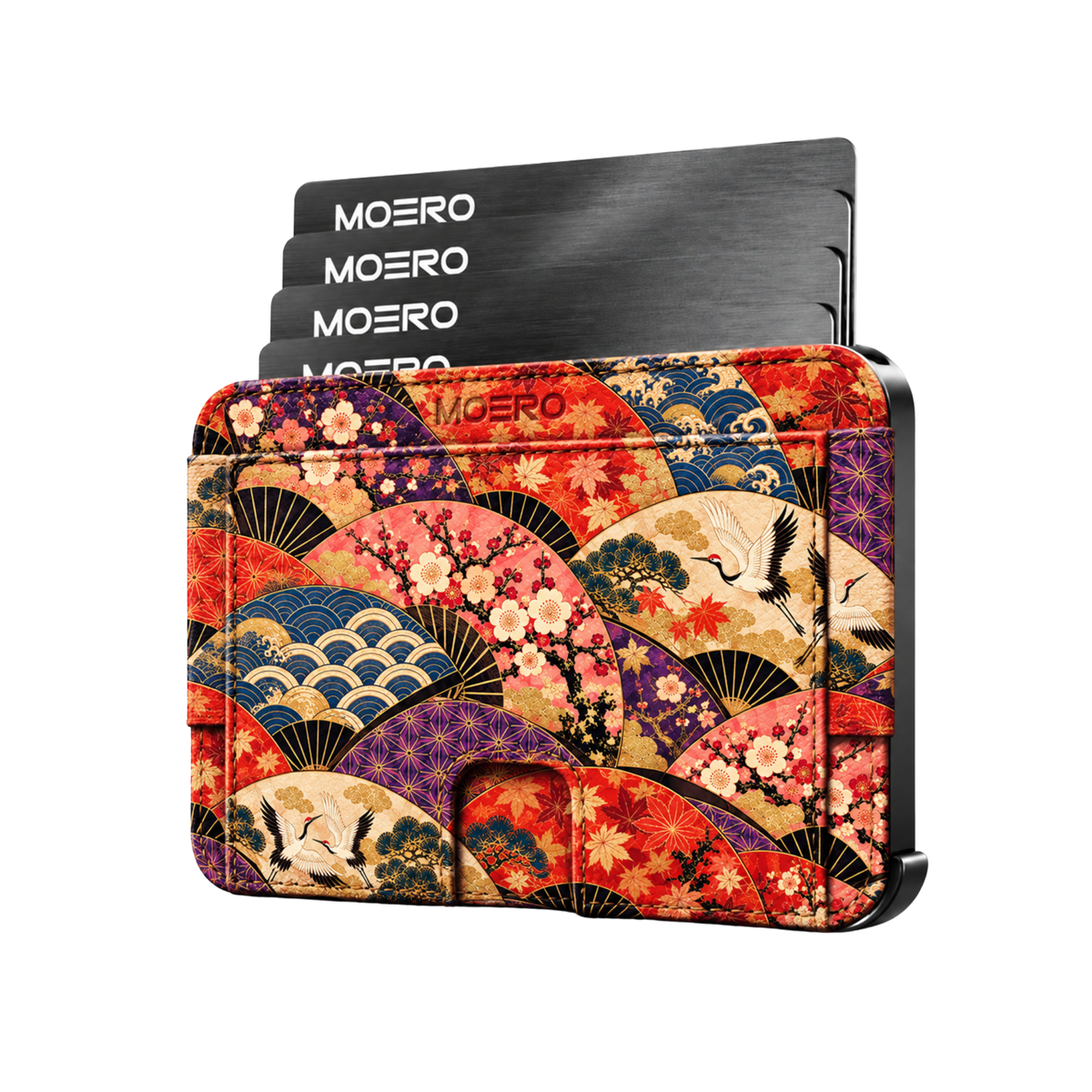 Moero M2 Pro - Ventagli - Japanese art Limited Edition - MagSafe Wallet  – Portafoglio RFID in Alluminio e Vera Pelle Saffiano Antigraffio