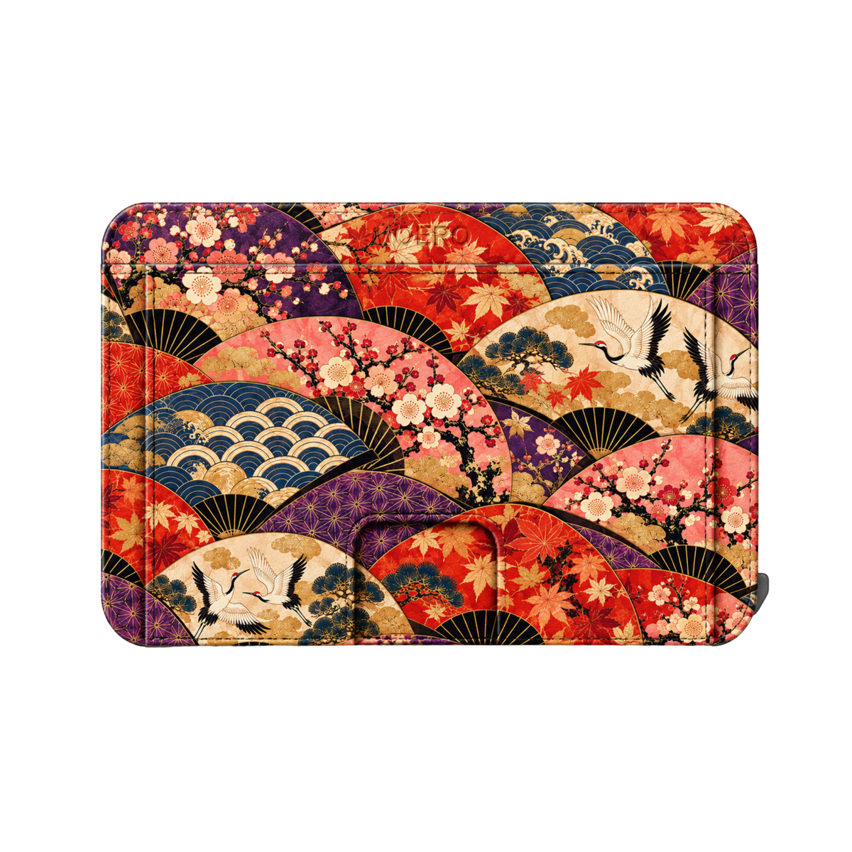 Moero M2 Pro - Ventagli - Japanese art Limited Edition - MagSafe Wallet  – Portafoglio RFID in Alluminio e Vera Pelle Saffiano Antigraffio