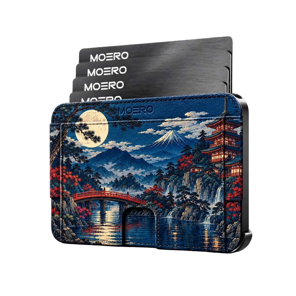 Moero M2 Pro - Notti d'oriente - Japanese art Limited Edition - MagSafe Wallet  – Portafoglio RFID in Alluminio e Vera Pelle Saffiano Antigraffio