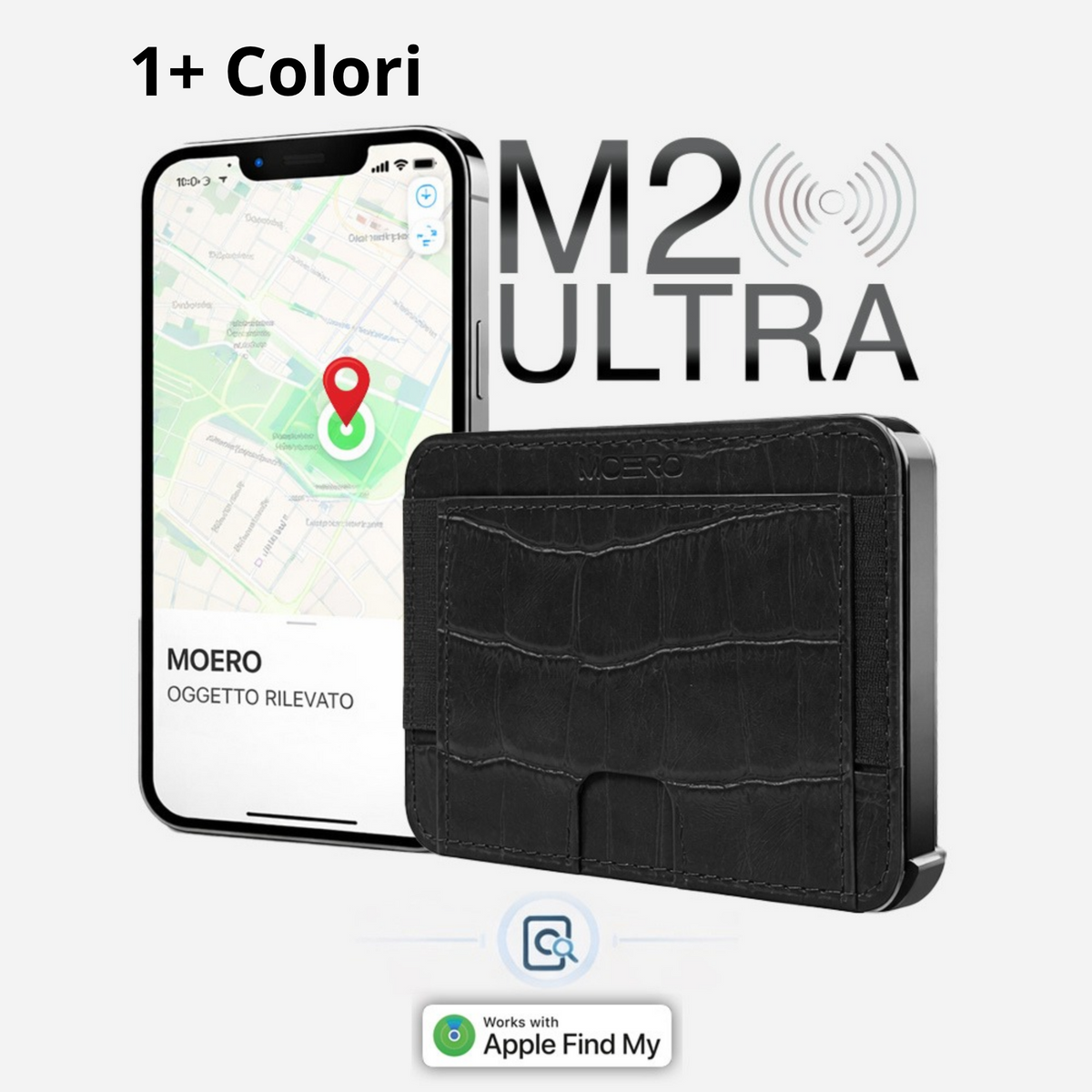 Moero M2 ULTRA Cocco MagSafe Wallet con Apple Find My Integrato – Portafoglio RFID in Alluminio e Vera Pelle