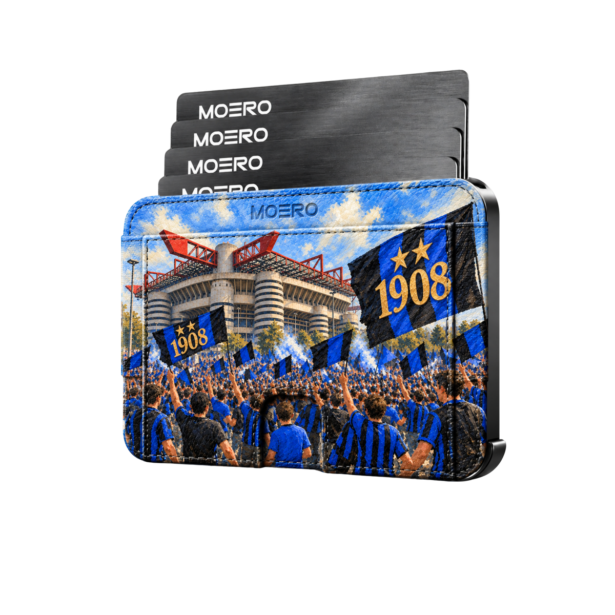 Moero M2 Pro - Inter - Passione Calcio Limited Edition - MagSafe Wallet  – Portafoglio RFID in Alluminio e Vera Pelle Saffiano Antigraffio