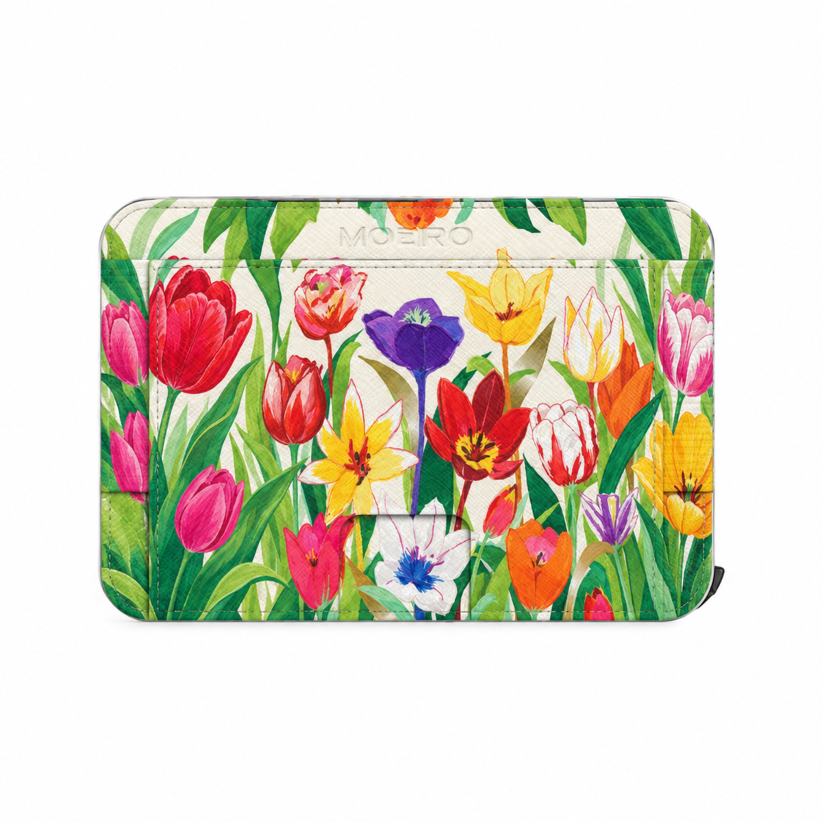 Moero M2 Pro - Tulipani di primavera - Floral Limited Edition - MagSafe Wallet  – Portafoglio RFID in Alluminio e Vera Pelle Saffiano Antigraffio