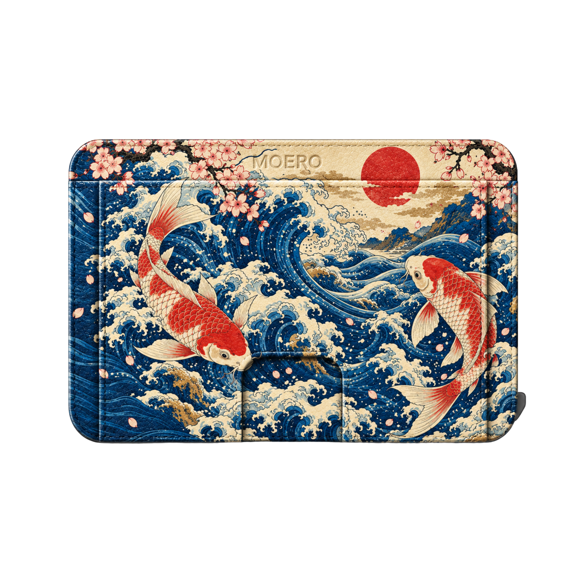 Moero M2 Pro - Danza delle onde - Japanese art Limited Edition - MagSafe Wallet  – Portafoglio RFID in Alluminio e Vera Pelle Saffiano Antigraffio