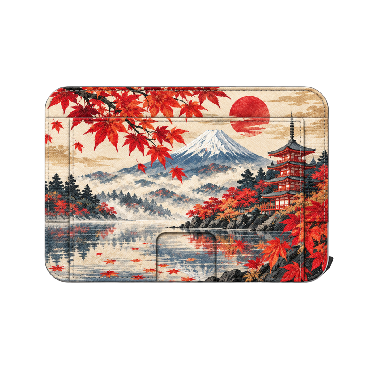 Moero M2 Pro - Pagoda Autunno - Japanese art Limited Edition - MagSafe Wallet  – Portafoglio RFID in Alluminio e Vera Pelle Saffiano Antigraffio