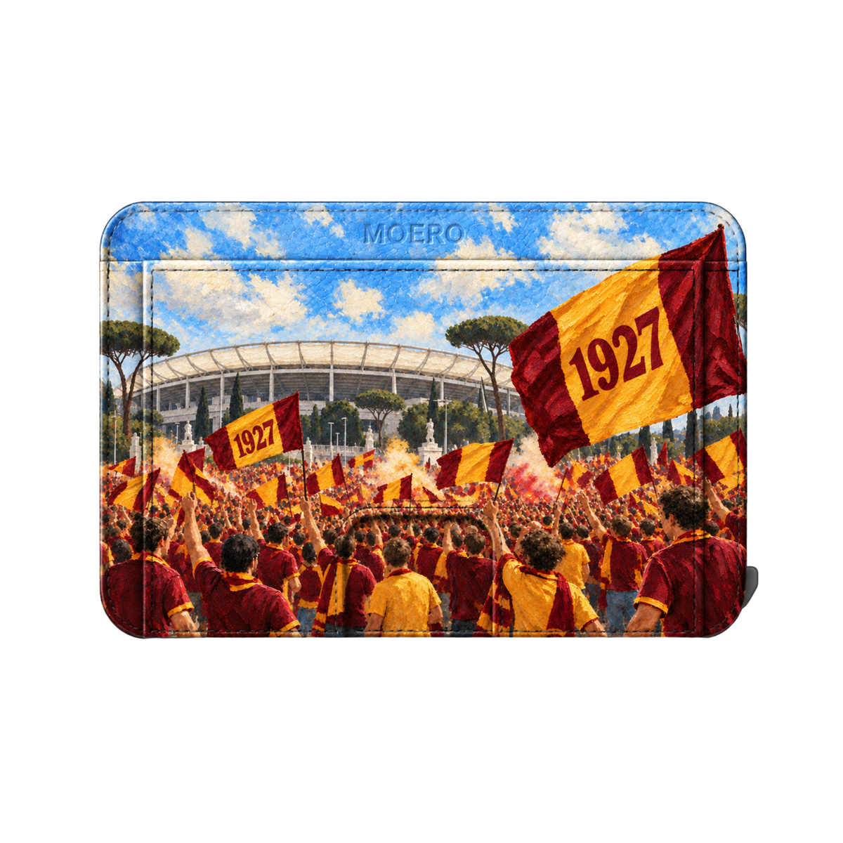 Moero M2 Pro - Roma - Passione Calcio Limited Edition - MagSafe Wallet  – Portafoglio RFID in Alluminio e Vera Pelle Saffiano Antigraffio