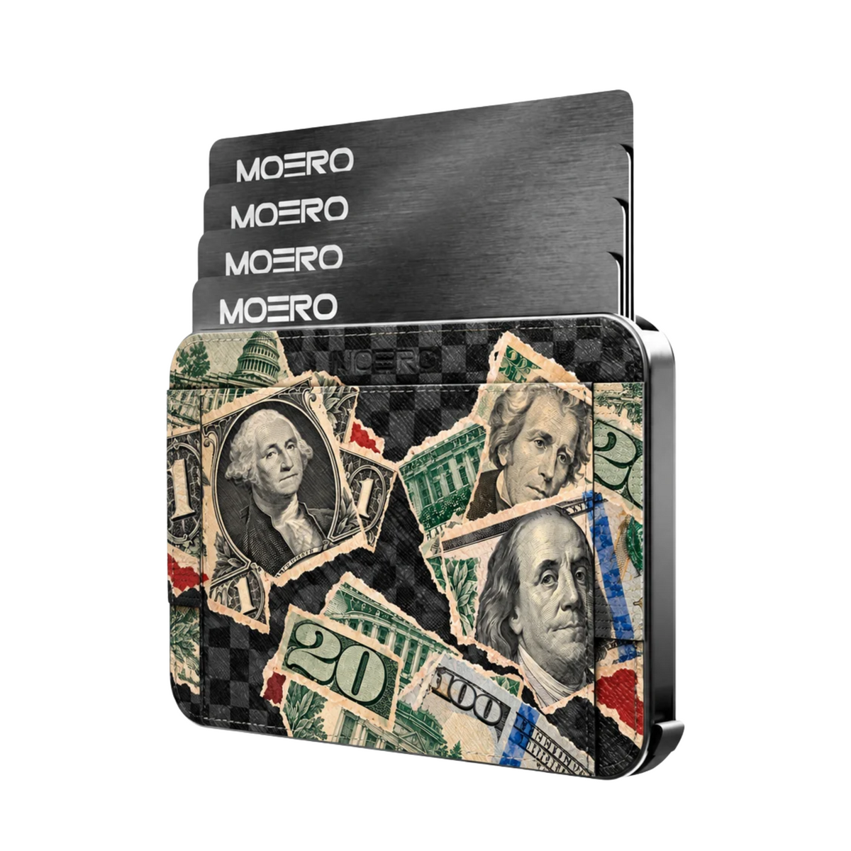 Moero M2 Pro - Dollar District - Underground art Limited Edition - MagSafe Wallet  – Portafoglio RFID in Alluminio e Vera Pelle Saffiano Antigraffio
