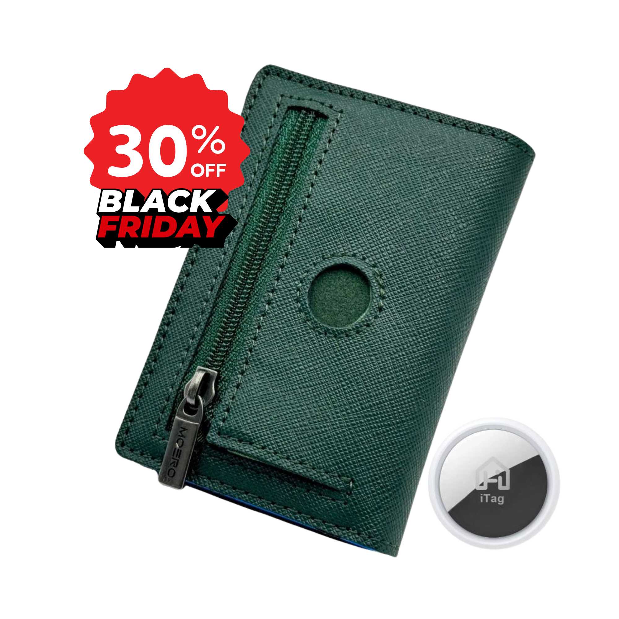 Airtag PRO Saffiano Verde Cremallera