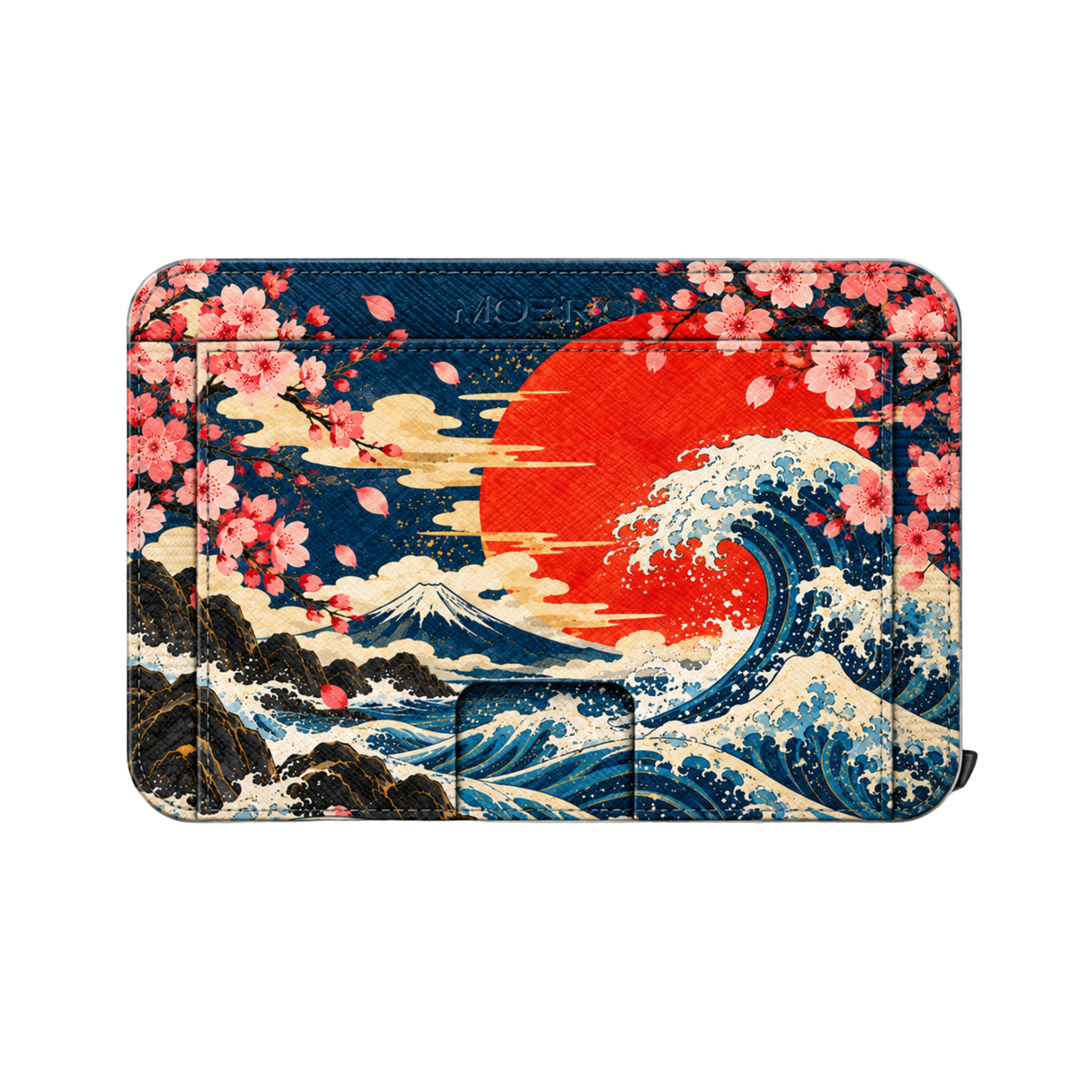 Moero M2 Pro - Onda Sakura - Japanese art Limited Edition - MagSafe Wallet  – Portafoglio RFID in Alluminio e Vera Pelle Saffiano Antigraffio