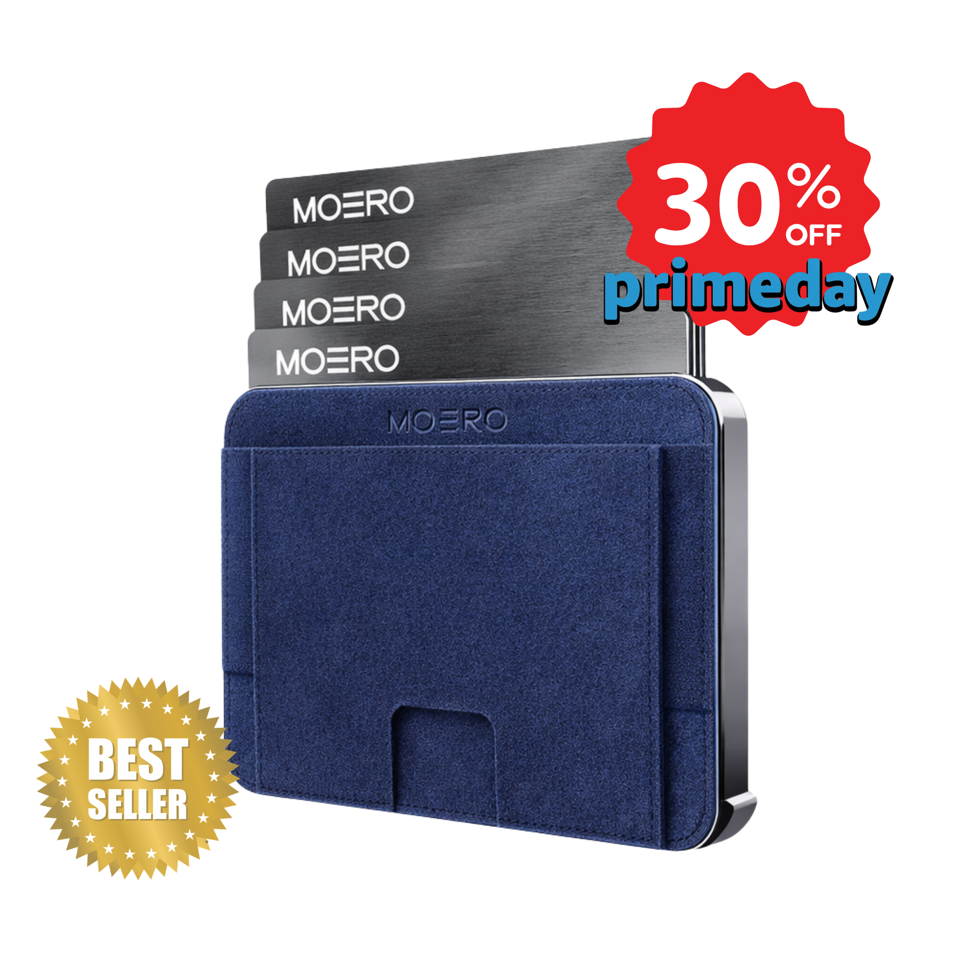 Moero M2 Pro Alcantara Blue MagSafe Wallet  – Portafoglio RFID in Alluminio e Alcantara