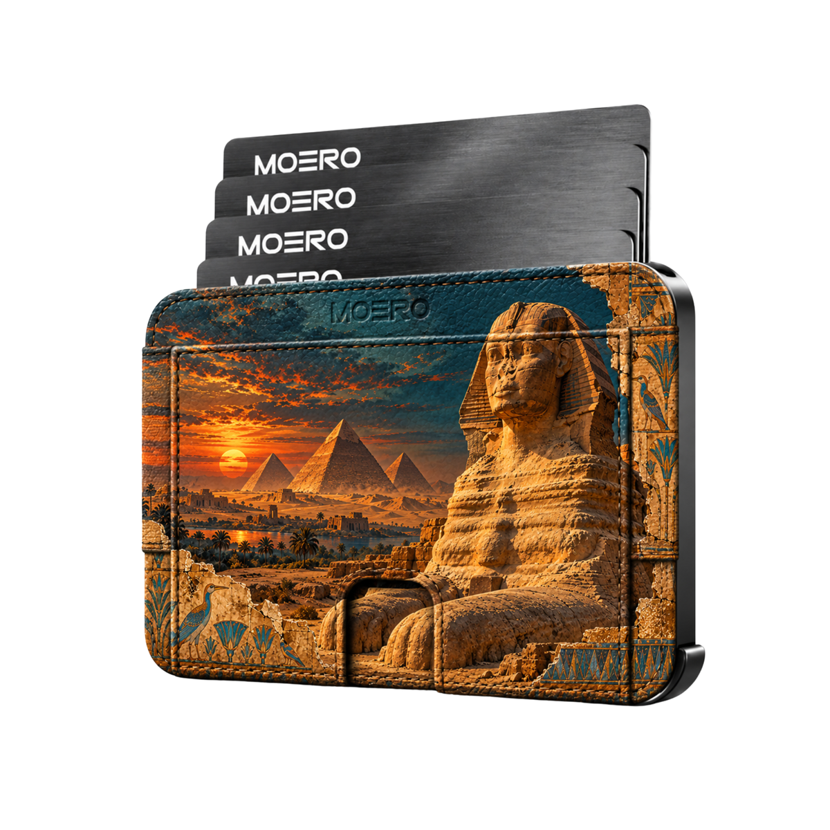 Moero M2 Pro - Sfinge - Limited Edition - MagSafe Wallet  – Portafoglio RFID in Alluminio e Vera Pelle Saffiano Antigraffio