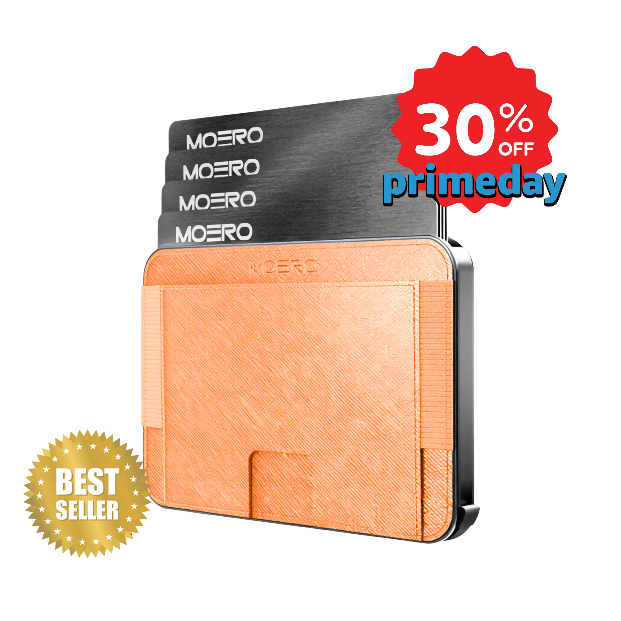 Moero M2 Pro Saffiano Orange MagSafe Wallet  – Portafoglio RFID in Alluminio e Vera Pelle Antigraffio