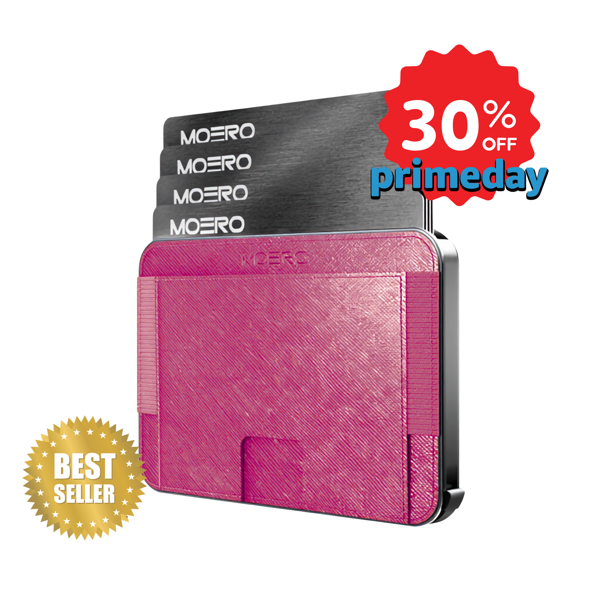 Moero M2 Pro Saffiano Magenta MagSafe Wallet  – Portafoglio RFID in Alluminio e Vera Pelle Antigraffio