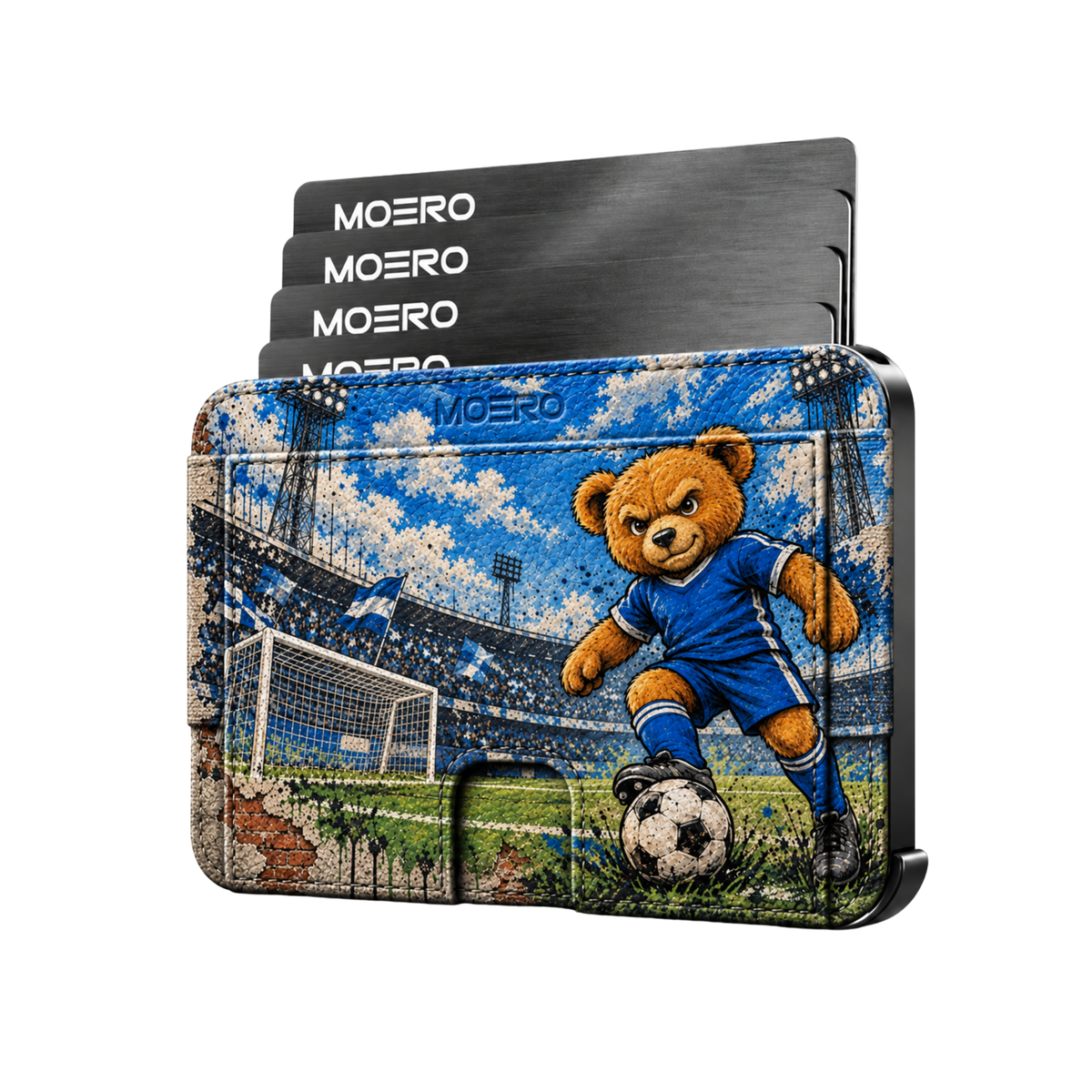Moero M2 Pro - Teddy Calcio - Sport Limited Edition - MagSafe Wallet  – Portafoglio RFID in Alluminio e Vera Pelle Saffiano Antigraffio