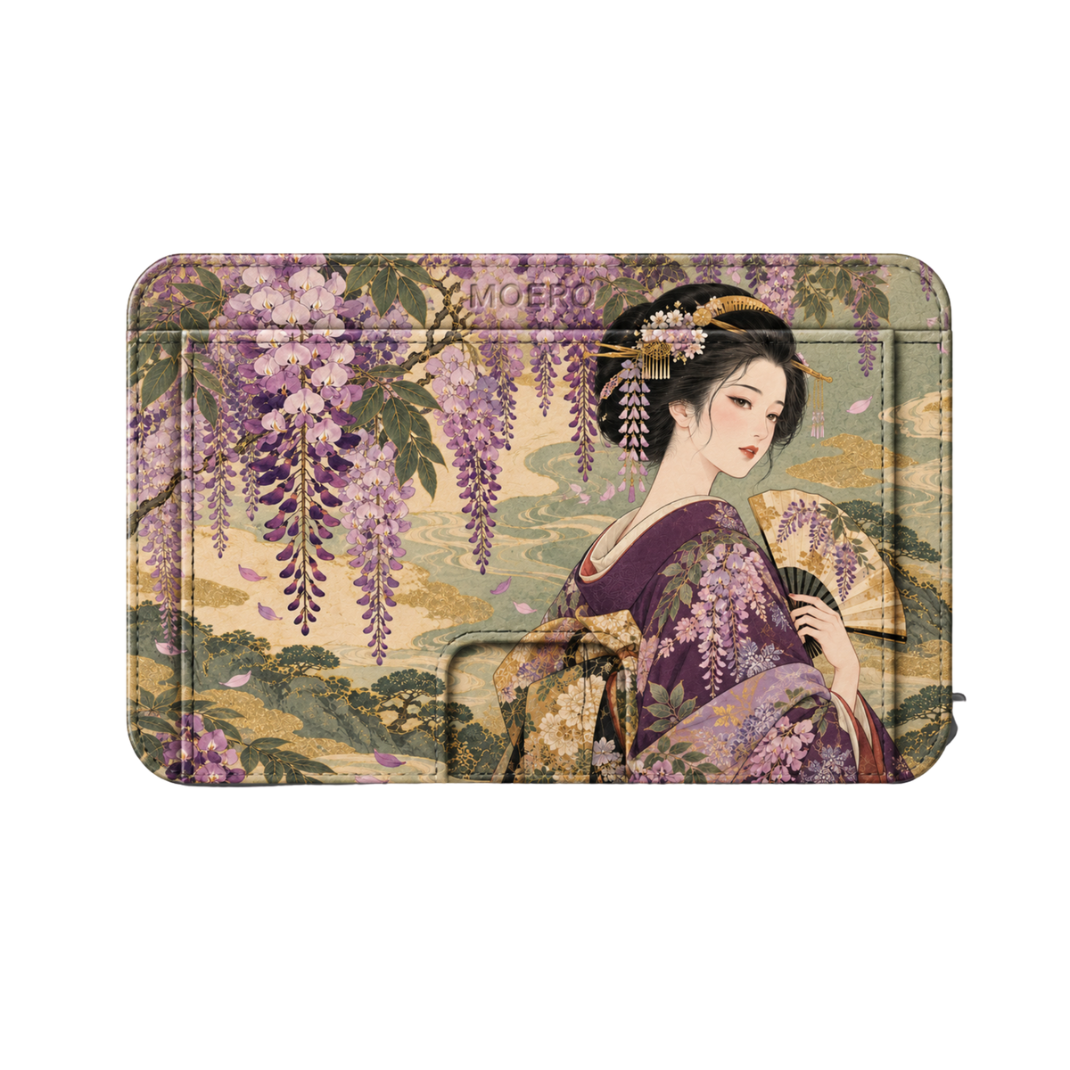 Moero M2 Pro - Geisha - Japanese art Limited Edition - MagSafe Wallet  – Portafoglio RFID in Alluminio e Vera Pelle Saffiano Antigraffio