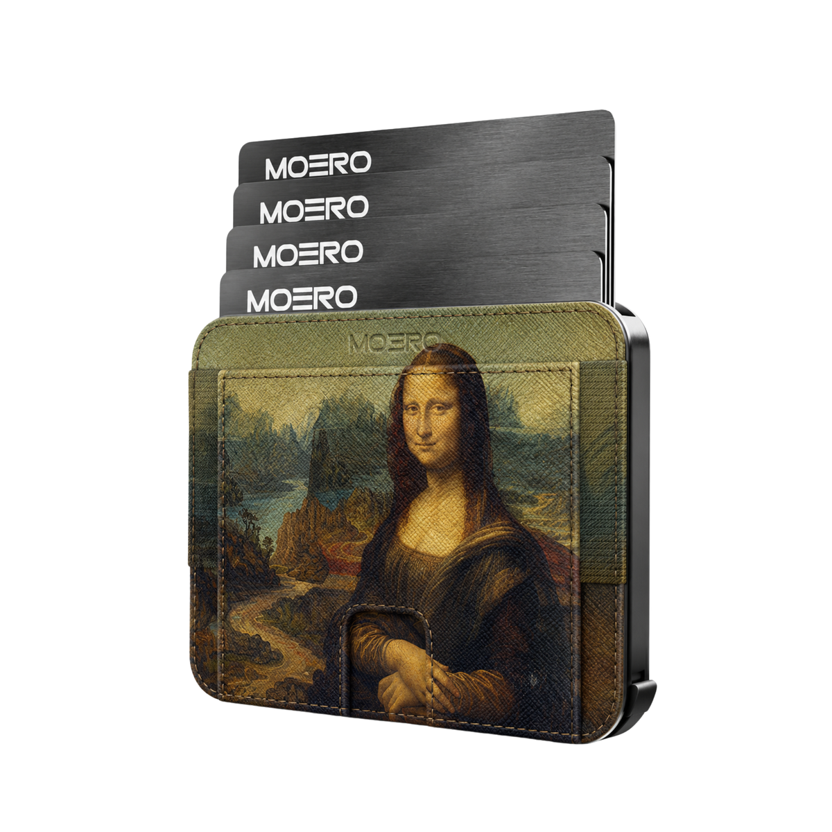 Moero M2 Pro - Gioconda Limited Edition - MagSafe Wallet  – Portafoglio RFID in Alluminio e Vera Pelle Saffiano Antigraffio
