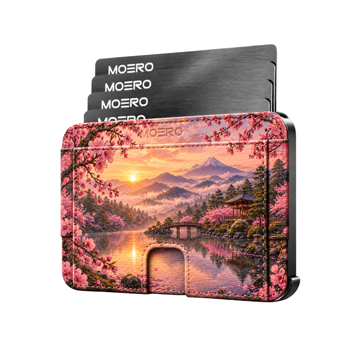 Moero M2 Pro - Monte Fuji - Japanese art Limited Edition - MagSafe Wallet  – Portafoglio RFID in Alluminio e Vera Pelle Saffiano Antigraffio