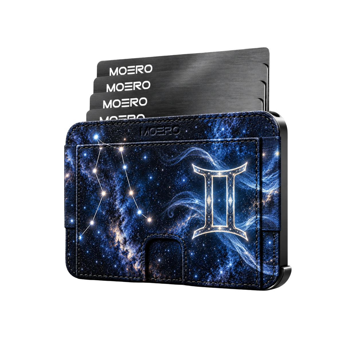 Moero M2 Pro - Gemelli - Limited Edition - MagSafe Wallet  – Portafoglio RFID in Alluminio e Vera Pelle Saffiano Antigraffio