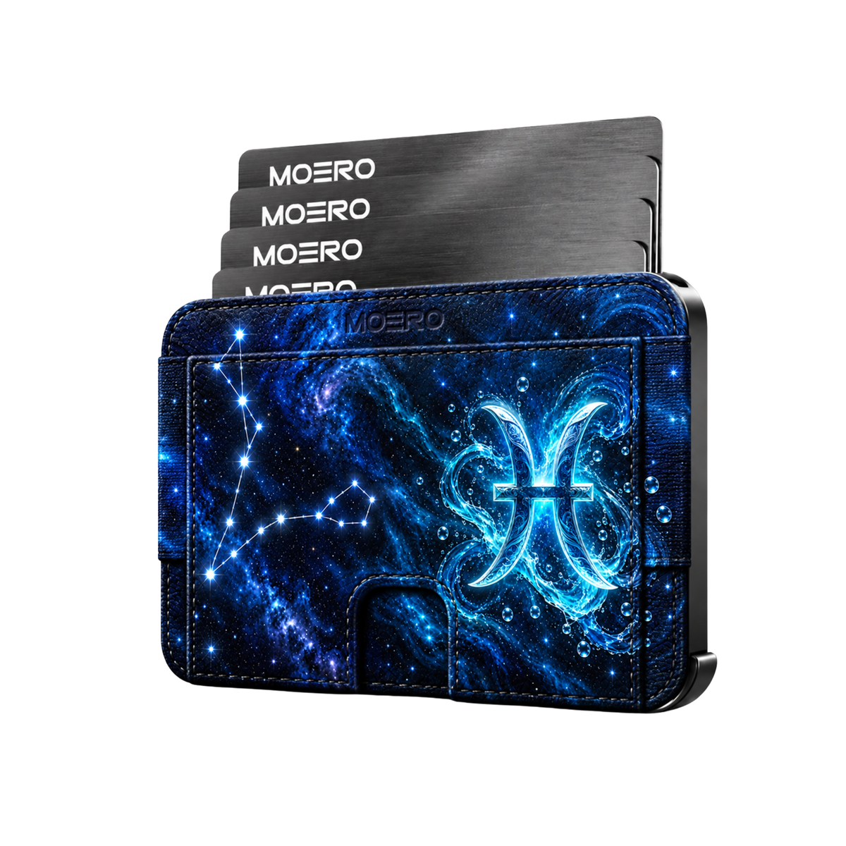 Moero M2 Pro - Pesci - Limited Edition - MagSafe Wallet  – Portafoglio RFID in Alluminio e Vera Pelle Saffiano Antigraffio