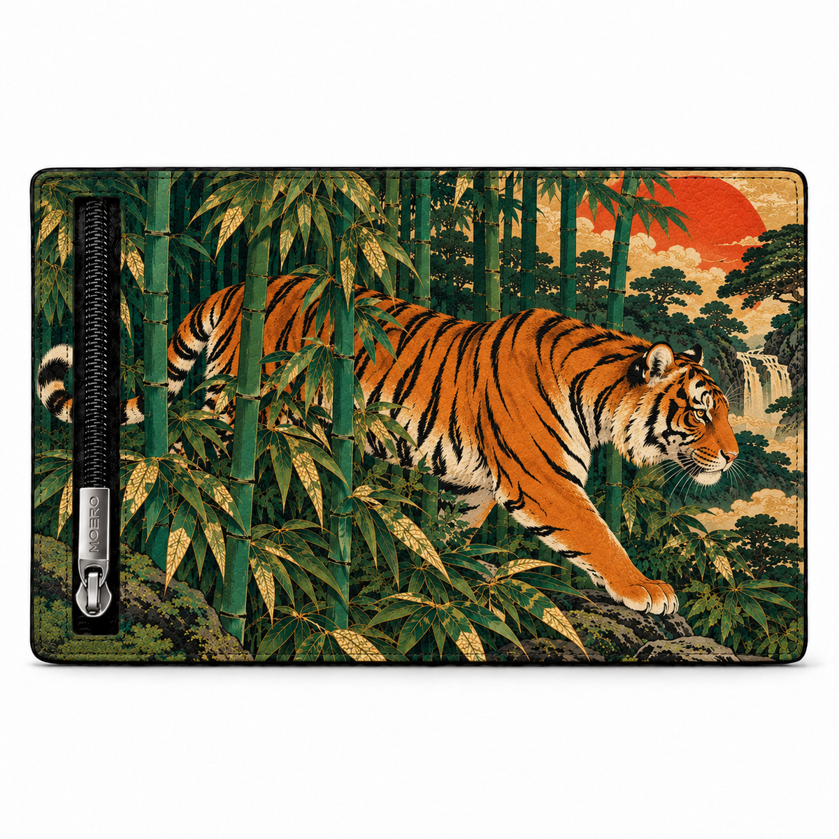 Moero Pro – Guardiano del Bambù – Japanese Art Limited Edition – Portafoglio RFID in Vera Pelle Saffiano con Chiusura Magnetica e Portamonete Zip