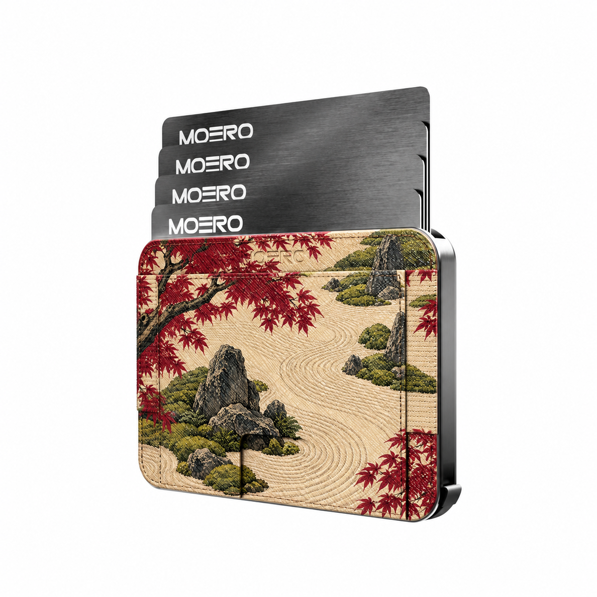 Moero M2 Pro - Giardino Zen - Japanese art Limited Edition - MagSafe Wallet  – Portafoglio RFID in Alluminio e Vera Pelle Saffiano Antigraffio