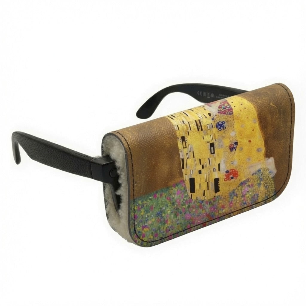 Moero Vision Air Bacio di Klimt Limited Edition – Porta Occhiali Minimalista in Pelle Saffiano Antigraffio con Chiusura Magnetica