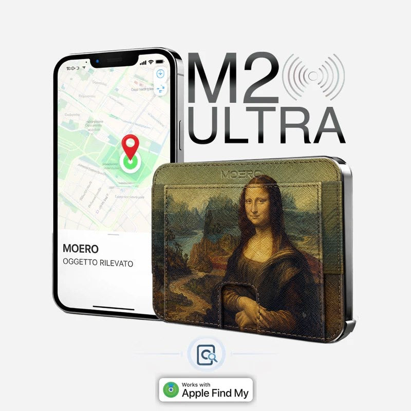 Moero M2 Ultra Gioconda Limited Edition – Portafoglio MagSafe con Apple Find My Integrato, Vera Pelle Saffiano e Protezione RFID