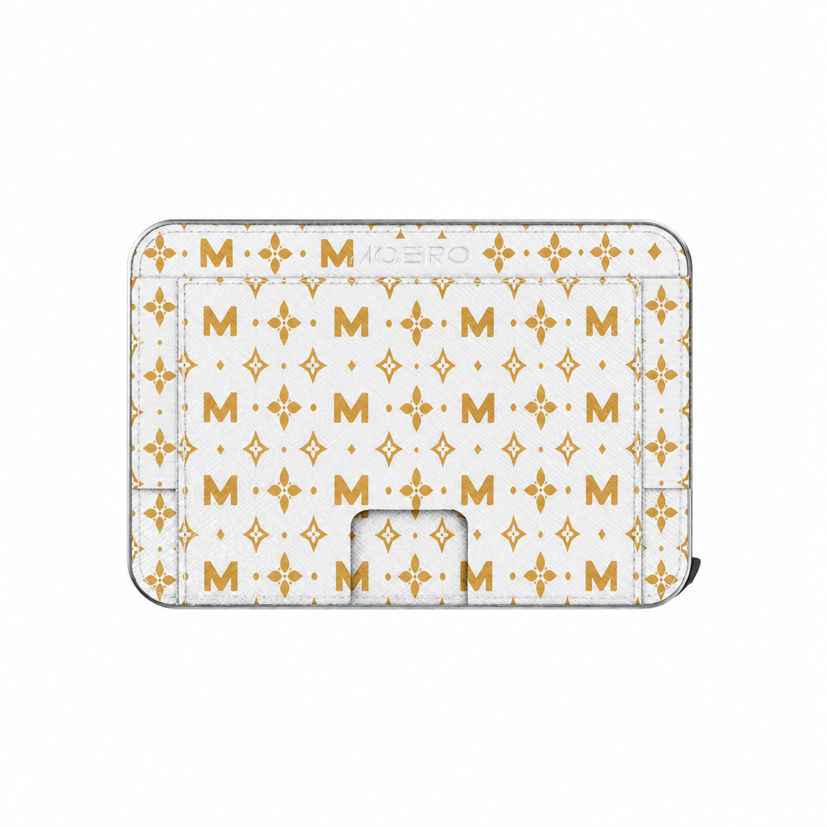 Moero M2 Pro - Monogram Gold - Limited Edition - MagSafe Wallet  – Portafoglio RFID in Alluminio e Vera Pelle Saffiano Antigraffio