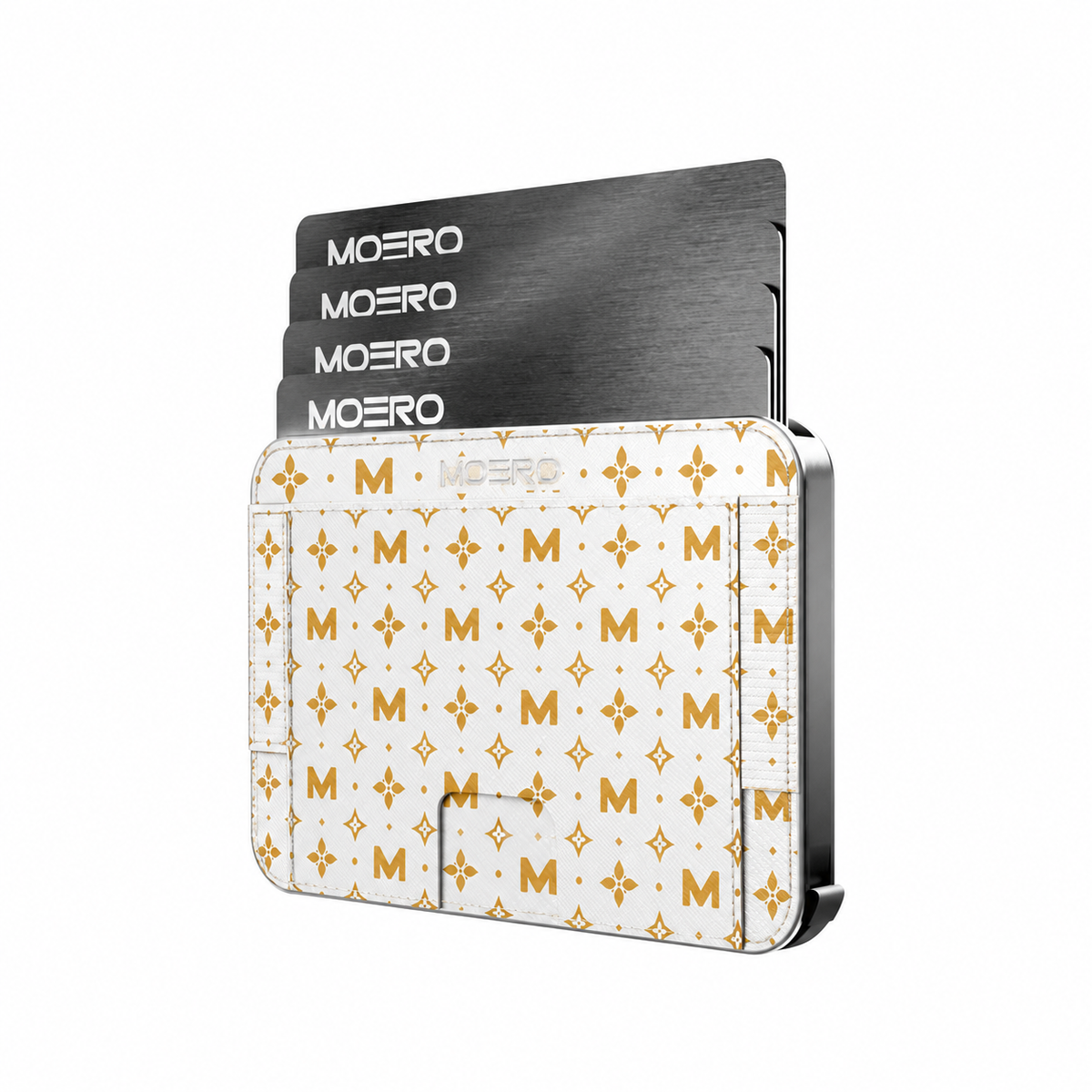 Moero M2 Pro - Monogram Gold - Limited Edition - MagSafe Wallet  – Portafoglio RFID in Alluminio e Vera Pelle Saffiano Antigraffio