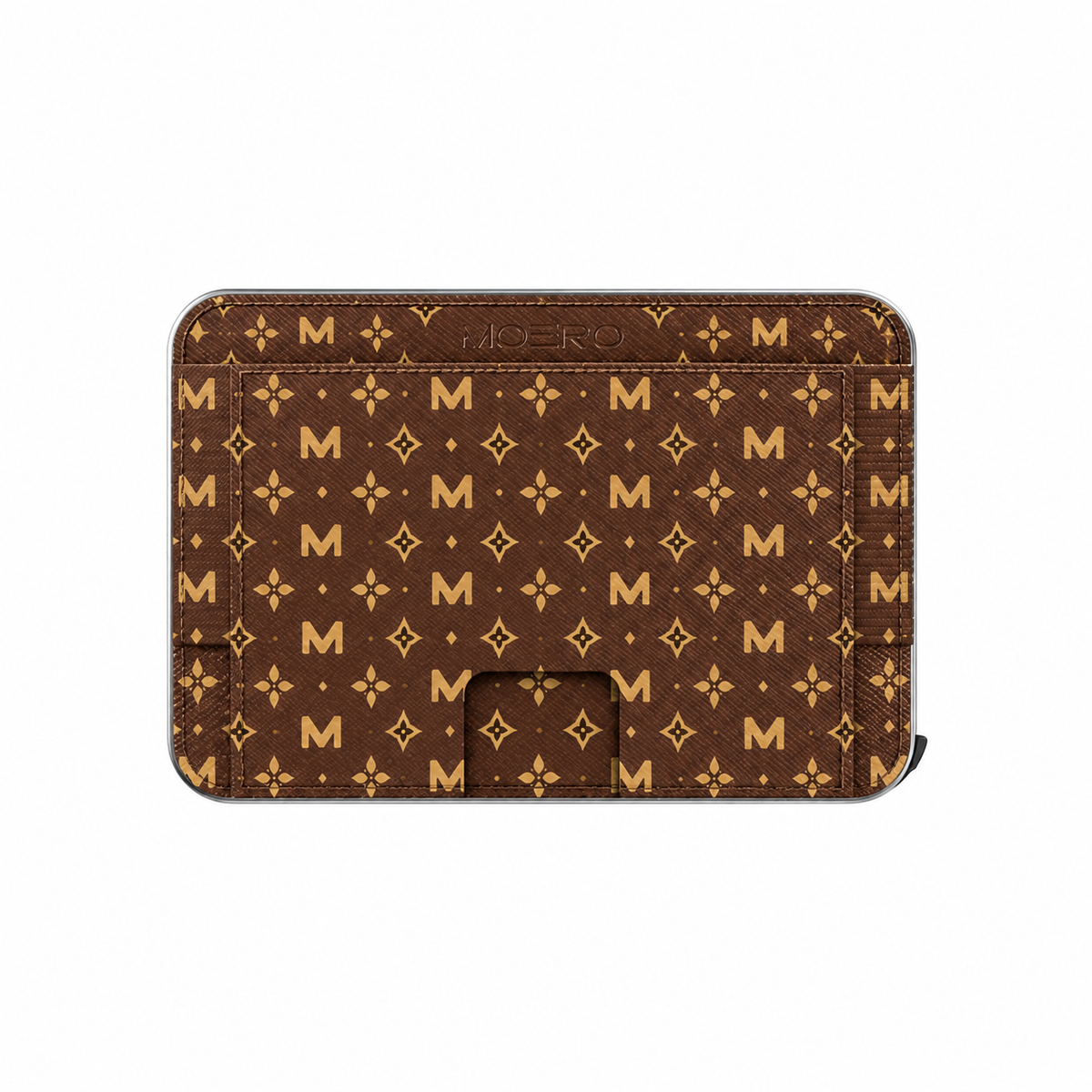 Moero M2 Pro - Monogram Brown - Limited Edition - MagSafe Wallet  – Portafoglio RFID in Alluminio e Vera Pelle Saffiano Antigraffio