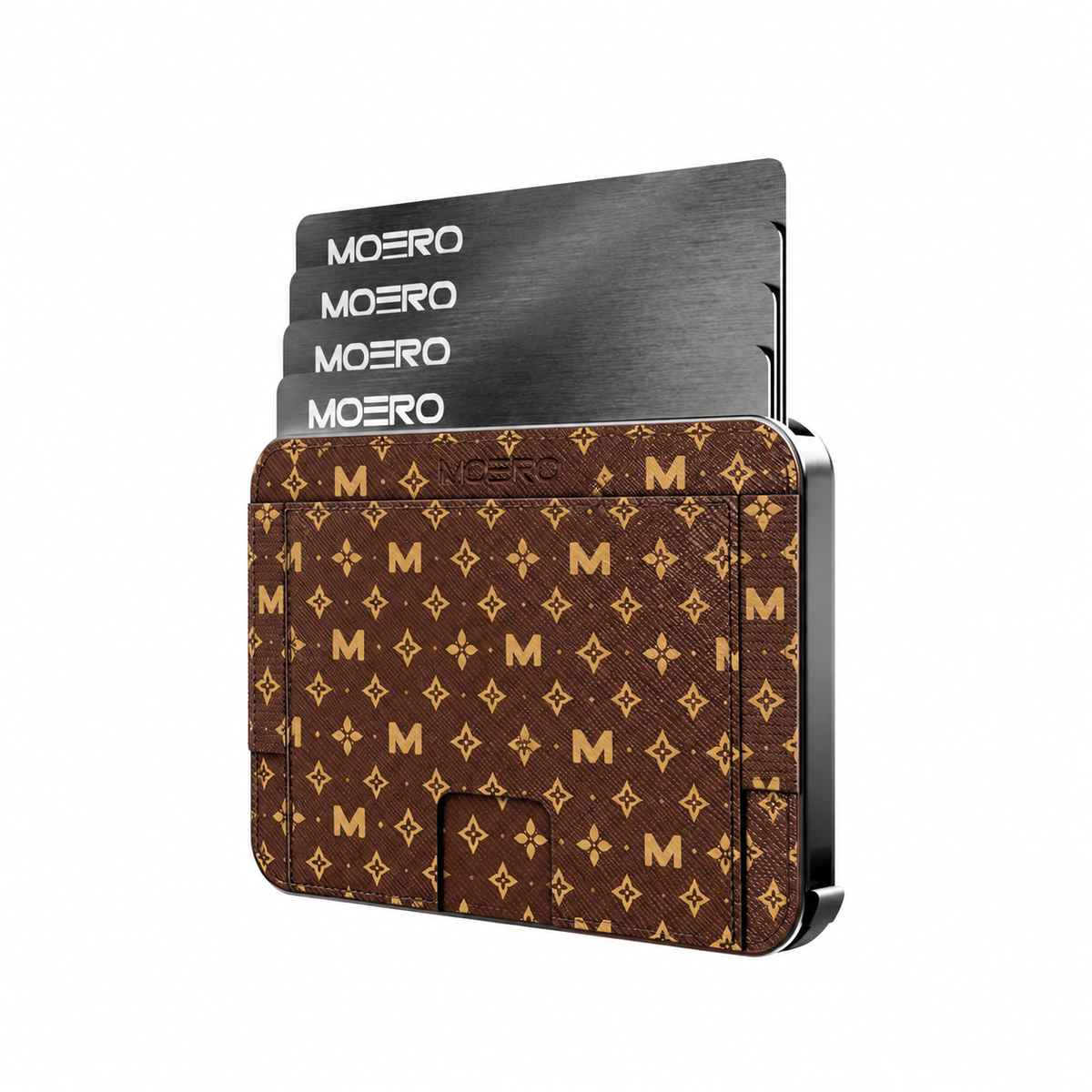 Moero M2 Pro - Monogram Brown - Limited Edition - MagSafe Wallet  – Portafoglio RFID in Alluminio e Vera Pelle Saffiano Antigraffio