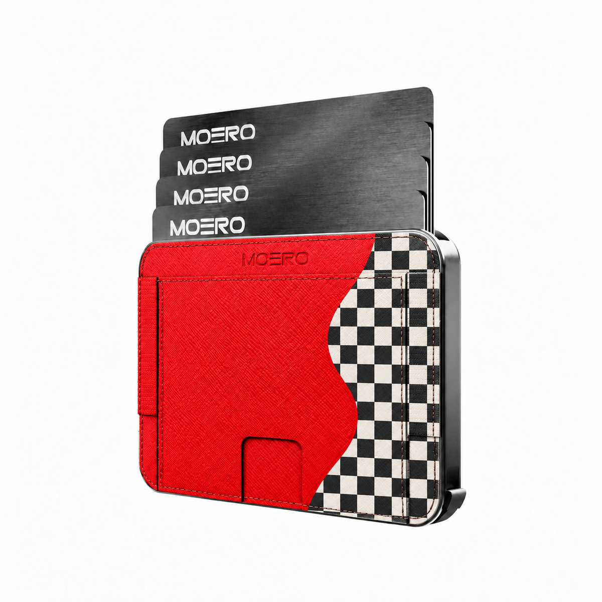 Moero M2 Pro - Red Check Wave - Underground art Limited Edition - MagSafe Wallet  – Portafoglio RFID in Alluminio e Vera Pelle Saffiano Antigraffio