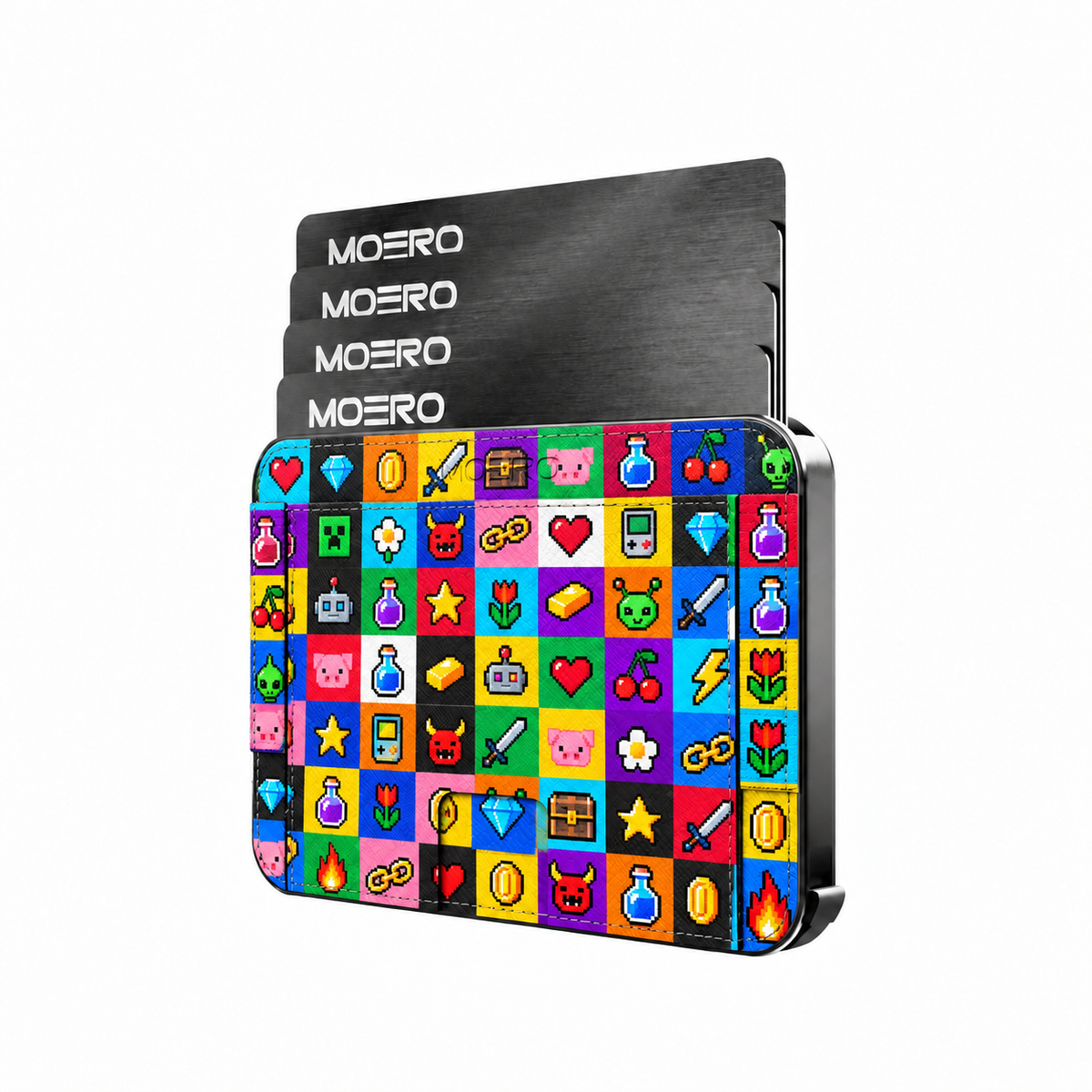 Moero M2 Pro - Arcade Mania - Underground art Limited Edition - MagSafe Wallet  – Portafoglio RFID in Alluminio e Vera Pelle Saffiano Antigraffio